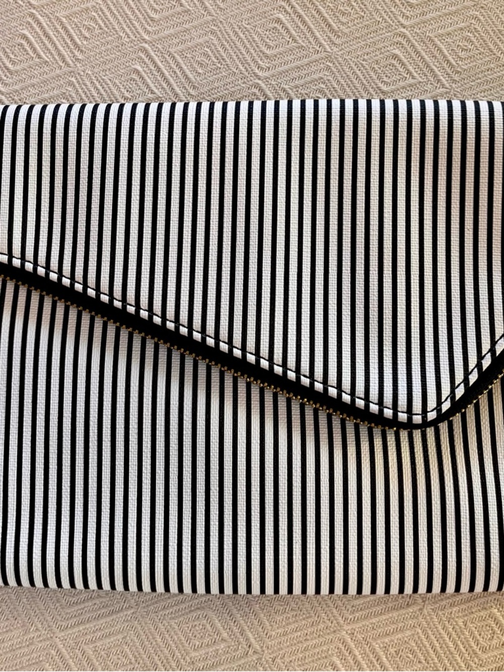 Striped Black and White Envelope Clutch